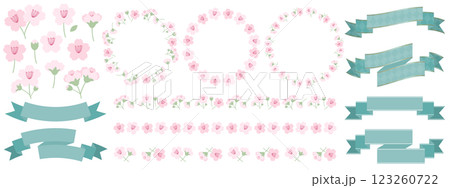 かわいい桜の花の装飾セット 123260722