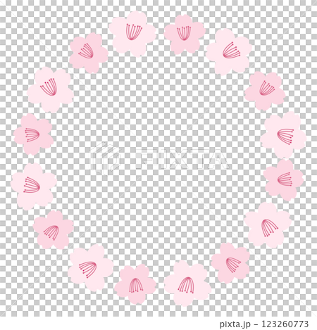かわいい桜の花の円形フレーム かわいい桜の花の円形フレーム 123260773