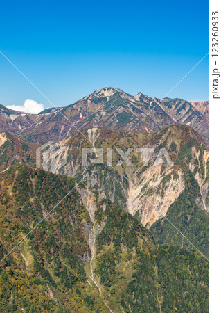 喜作新道のびっくり平から見る鷲羽岳 北アルプス表銀座縦走の槍ヶ岳登山 喜作新道のびっくり平から見る鷲羽岳 北アルプス表銀座縦走の槍ヶ岳登山 123260933