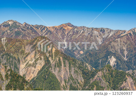 喜作新道のびっくり平から見る水晶岳 北アルプス表銀座縦走の槍ヶ岳登山 喜作新道のびっくり平から見る水晶岳 北アルプス表銀座縦走の槍ヶ岳登山 123260937
