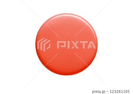 Red 3d circular banner with glossy surface and gradient shading. Minimalist vector element in coral shade glowing on white background for text box design. Red 3d circular banner with glossy surface and gradient shading. Minimalist vector element in coral shade glowing on white background for text box design. 123261105