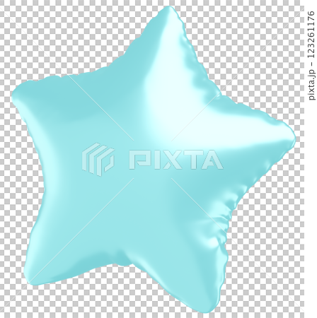 3D画像_星型の風船_水色 3D画像_星型の風船_水色 123261176