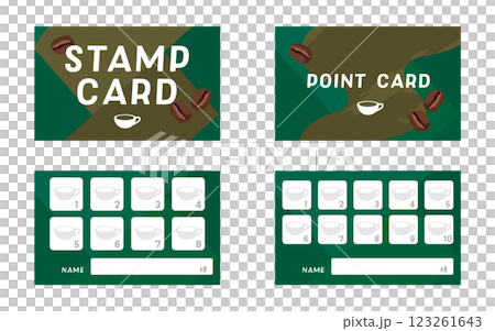 カフェのスタンプカード、ポイントカードのデザインテンプレート 123261643