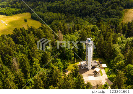 Aerial view of Suure Munamae observation tower in Estonia Aerial view of Suure Munamae observation tower in Estonia 123261661
