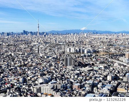 「東京都」東京の街並みと富士山の風景 都市風景 「東京都」東京の街並みと富士山の風景 都市風景 123262226