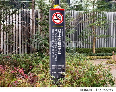 路上喫煙を禁止する条例の立て看板(東京都千代田区) 路上喫煙を禁止する条例の立て看板(東京都千代田区) 123262265