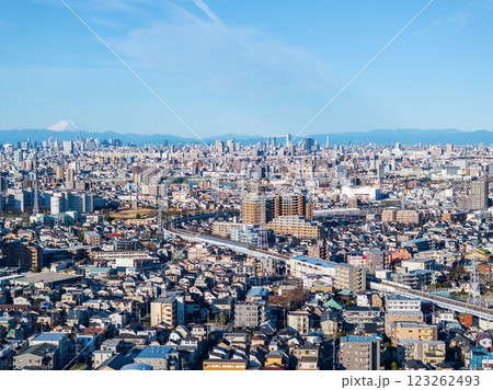 「東京都」東京の街並みと富士山の風景　都市風景 123262493