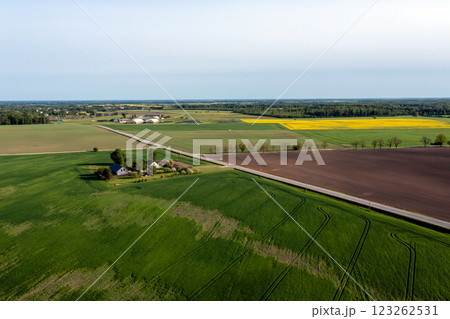 Aerial View of Farm and Fields Aerial View of Farm and Fields 123262531
