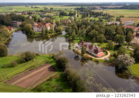 Aerial View of a Manor House and Surrounding Landscape in Rural Latvia Aerial View of a Manor House and Surrounding Landscape in Rural Latvia 123262543
