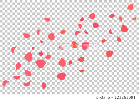 風中飛舞的玫瑰花瓣插圖素材 - 紅色 123263091