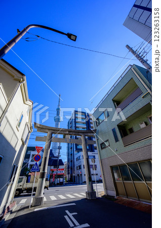 鳥居とスカイツリー 鳥居とスカイツリー 123263158