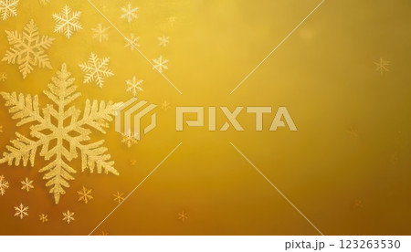 《AI画像》雪の結晶と金色の背景素材 123263530