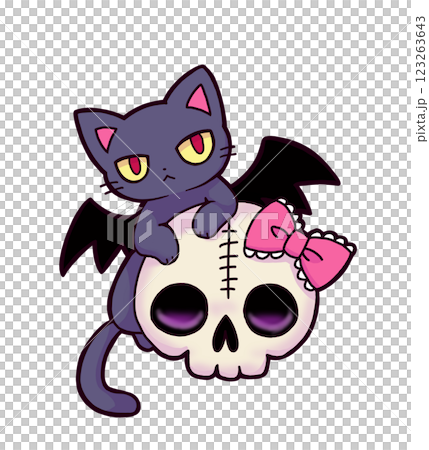Black cat and skull Black cat and skull 123263643