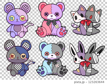 Creepy cute stuffed animal set 123263644