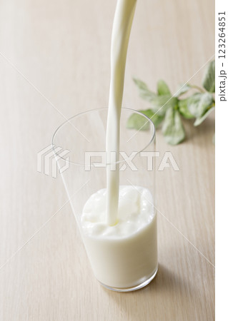 グラスに注いだ牛乳 グラスに注いだ牛乳 123264851
