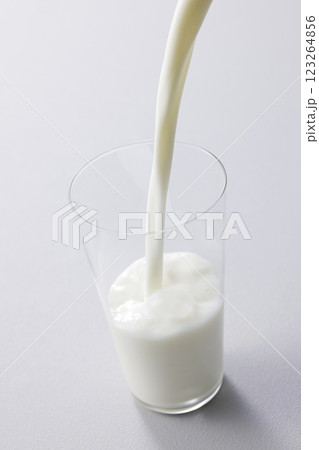 グラスに注いだ牛乳 123264856