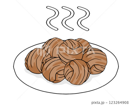 お皿に盛られた豚小間ボールのイラスト2 123264908