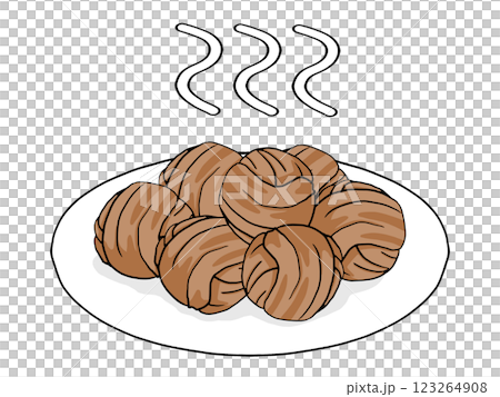 お皿に盛られた豚小間ボールのイラスト2 123264908