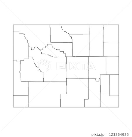 Wyoming, WY - detailed political map of US state. Administrative map divided into counties. Thin blank black outline map. Vector illustration Wyoming, WY - detailed political map of US state. Administrative map divided into counties. Thin blank black outline map. Vector illustration 123264926