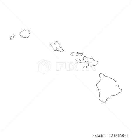 Hawaii, HI - detailed political map of US state. Administrative map divided into counties. Thin blank black outline map. Vector illustration 123265032
