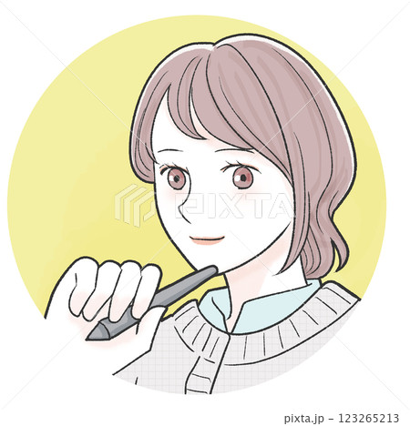 ペンを持つ女性のアイコン 123265213