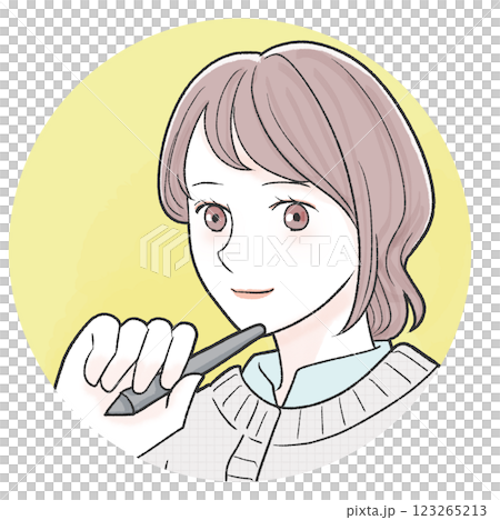 ペンを持つ女性のアイコン 123265213