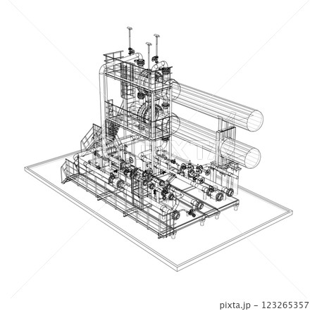 Petroleum heater exchanger. Vector rendering of 3d Petroleum heater exchanger. Vector rendering of 3d 123265357