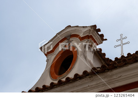 Detail of buildings in the church area, Kajov, Czechia Detail of buildings in the church area, Kajov, Czechia 123265404