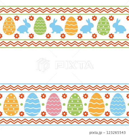 Cute hand drawn easter bunnies horizontal seamless pattern, easter doodle background, great for textiles, banners, wallpapers, wrapping - vector design Cute hand drawn easter bunnies horizontal seamless pattern, easter doodle background, great for textiles, banners, wallpapers, wrapping - vector design 123265543