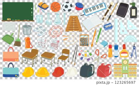 Elementary school illustration material set vector material 123265697