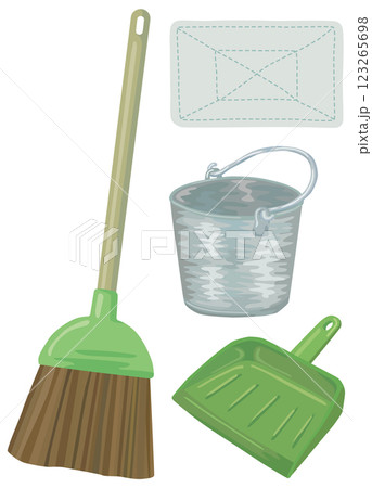 学校の掃除用具セット ベクター素材 123265698