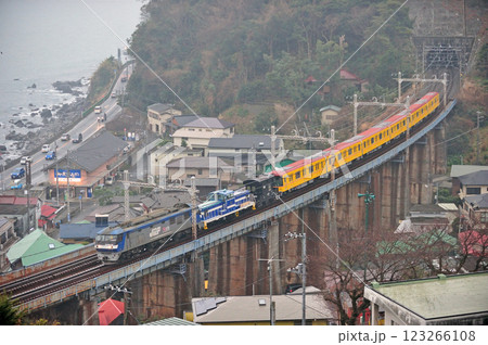 東海道本線　根府川－早川　JR貨物　EF210-116+神奈臨DD60-3+ヨ8932+銀座1112 123266108
