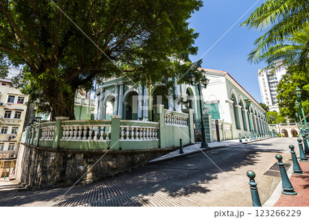 Dom Pedro V Theatre built in the 19th century in Western style is one of the sites of the Historic Centre of Macau, The place is part of the UNESCO World Heritage. 123266229