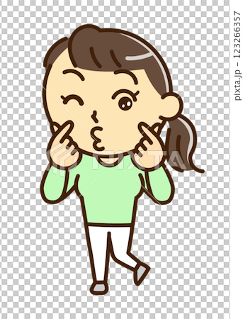 指でハートをする女性 123266357