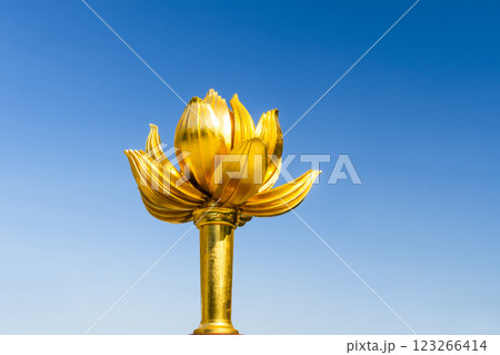 Close-up of the large sculpture (Lotus Flower In Full Bloom) at Lotus Square in Macau, China. Close-up of the large sculpture (Lotus Flower In Full Bloom) at Lotus Square in Macau, China. 123266414
