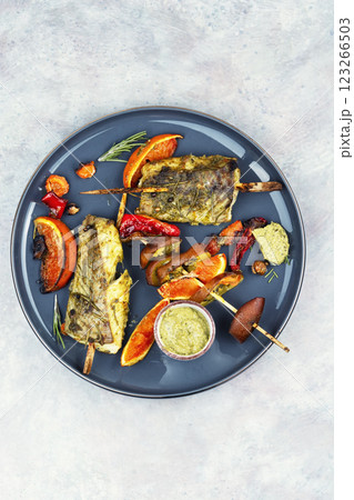 Delicious fillets of pollock or coalfish. Delicious fillets of pollock or coalfish. 123266503