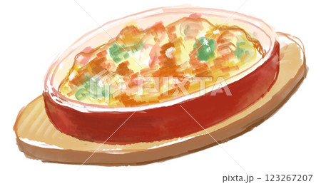 美味しそうなグラタンの水彩イラスト 123267207