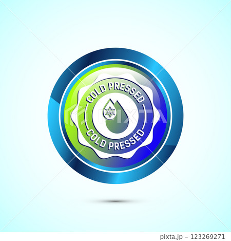 Cold pressed icon design illustration. Cold pressed label badge logo design template, Button design Cold pressed icon design illustration. Cold pressed label badge logo design template, Button design 123269271