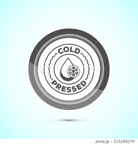 Cold pressed icon design illustration. Cold pressed label badge logo design template, Button design 123269279