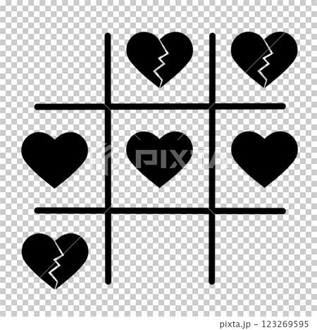 Seamless wallpaper with games. Endless pattern with a tic-tac-toe game with a broken heart. Seamless wallpaper with games. Endless pattern with a tic-tac-toe game with a broken heart. 123269595