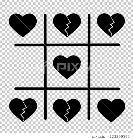 Seamless wallpaper with games. Endless pattern with a tic-tac-toe game with a broken heart. Seamless wallpaper with games. Endless pattern with a tic-tac-toe game with a broken heart. 123269596