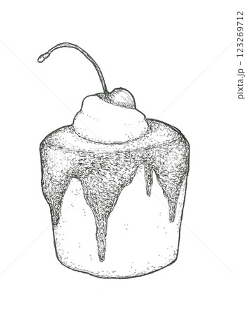 生クリームとサクランボのスポンジケーキ 生クリームとサクランボのスポンジケーキ 123269712