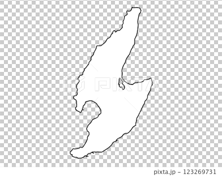 新潟縣佐渡島略顯鬆散的白色地圖 123269731