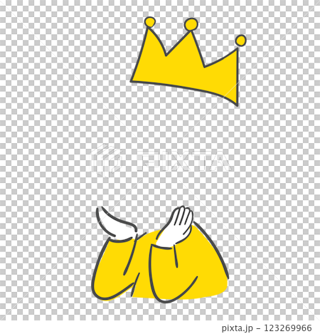 Illustration of a crown-wearing pose with a face cutout 123269966