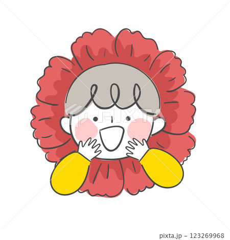 Character illustration of a child in carnation flower 123269968
