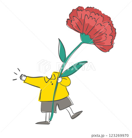 carnation flower with a face cutout 123269970