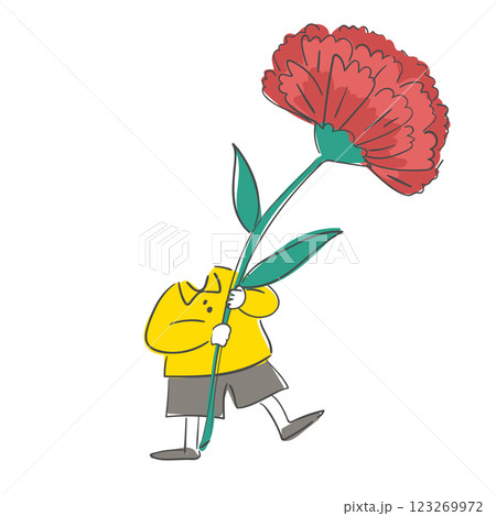 carnation flower with a face cutout 123269972