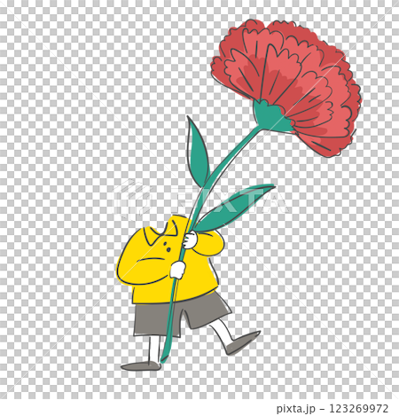 carnation flower with a face cutout 123269972