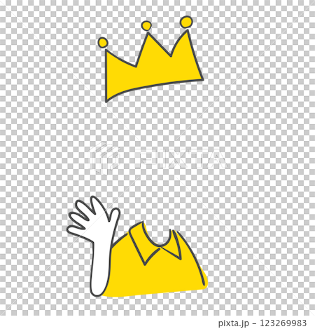 Illustration of a crown-wearing pose with a face cutout Illustration of a crown-wearing pose with a face cutout 123269983