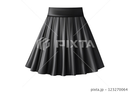 Short black realistic pleated black skirt. Generated AI 123270064